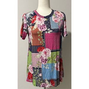 Johnny Was Rose patch Janie favorite shirt sleeve swing tee S